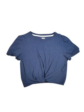 SO Navy Cropped Knot-Front Tee